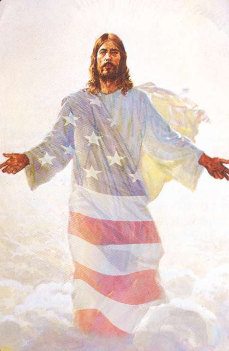 Image result for picture of jesus in an american flag